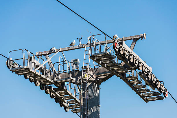 istock Cable way tower against the blue sky 533053642
