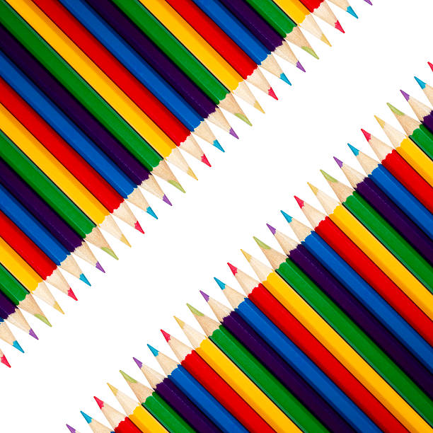 Rows of coloured pencils laid at an angle