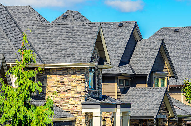 The roof of the house. The roof of the house with nice window over blue sky. Gable stock pictures, royalty-free photos & images