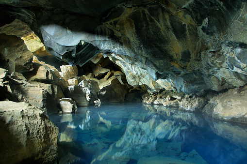 Underground hot spring Grjotagja in Iceland