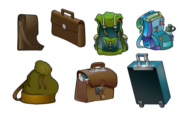 Vector illustration of Cute Luggage Collection