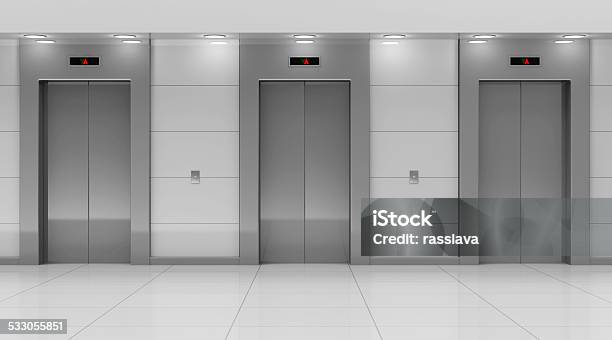 Modern Elevator Hall Interior Stock Photo - Download Image Now - Elevator, Vehicle Door, Illustration