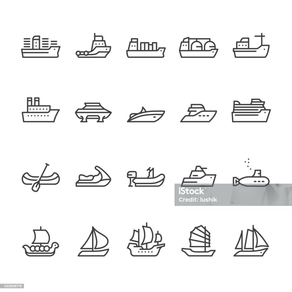 Icônes vectorielles des navires et des bateaux - clipart vectoriel de Icône libre de droits