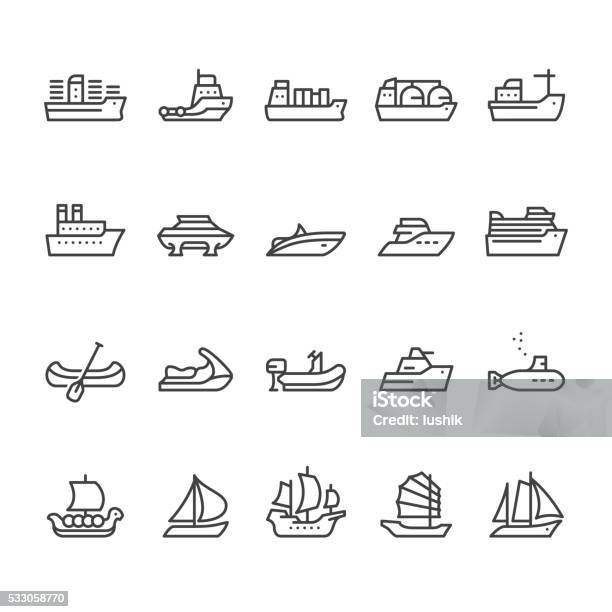 Ships And Boats Vector Icons Stock Illustration - Download Image Now - Icon Symbol, Nautical Vessel, Container Ship