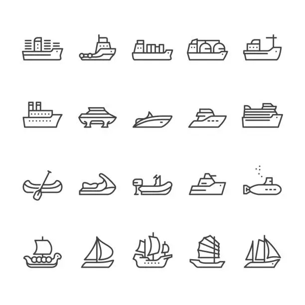 Vector illustration of Ships and Boats vector icons