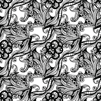 Florid Pattern 11 Mono Stock Illustration - Download Image Now ...
