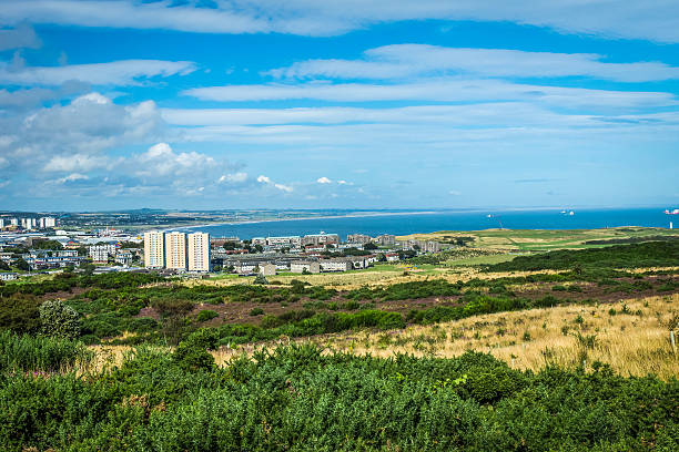 Torry and Aberdeen Bay Torry in Aberdeen seen from Tullos Hill, Scotland, UK. aberdeen scotland stock pictures, royalty-free photos & images