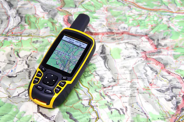 GPS receiver on background map.