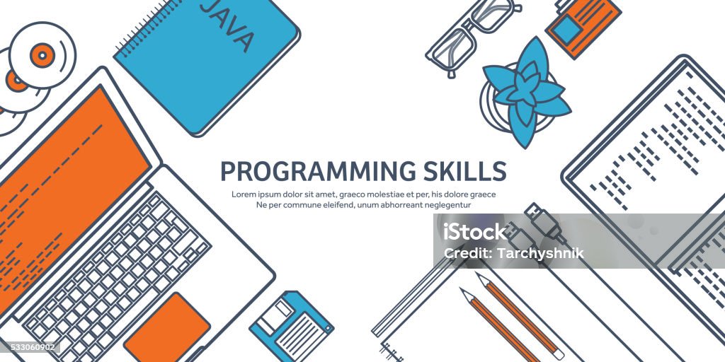 Lined Programming Coding Outline Flat Computing Background Code ...