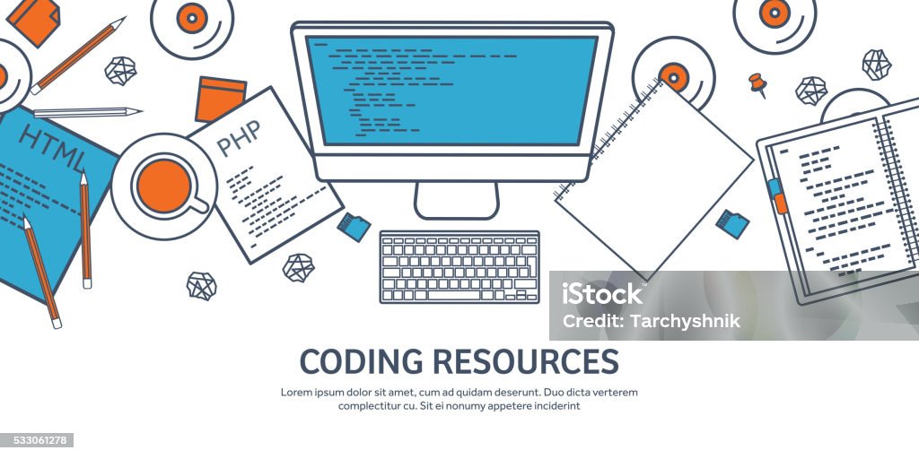 Lined Programming Coding Outline Flat Computing Background Code ...