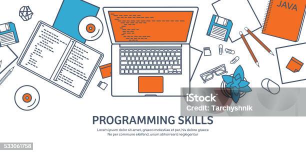 Lined Programming Coding Outline Flat Computing Background Code ...