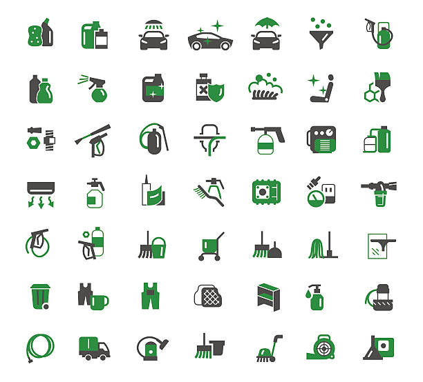 auto chemistry icons vector art illustration