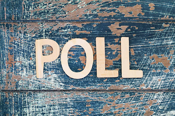 istock Word poll written with wooden letters on rustic surface 533064282