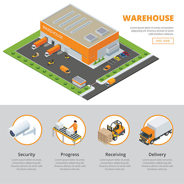 ilustraciones, imágenes clip art, dibujos animados e iconos de stock de almacén. - isometric truck traffic semi truck