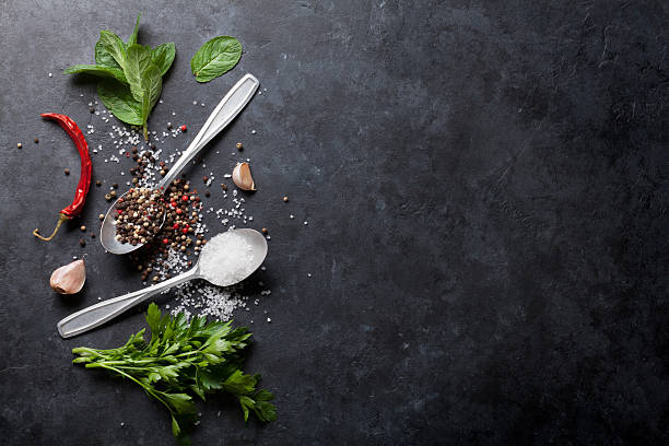 istock Pepper and salt spices, mint and parsley herbs 533068150