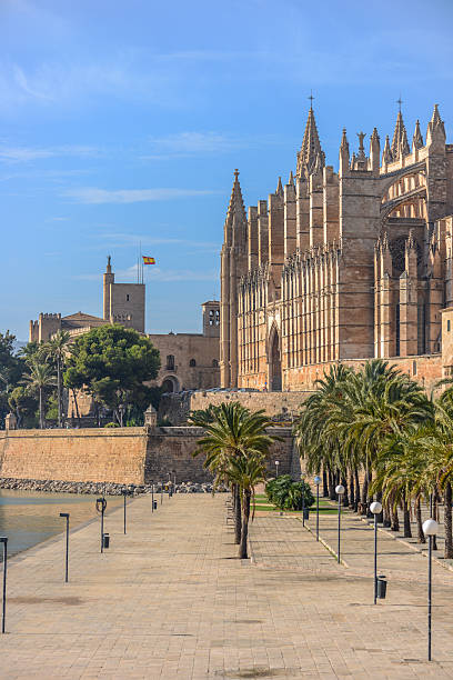 Cathedral of Santa Maria of Palma and Parc del Mar stock photo