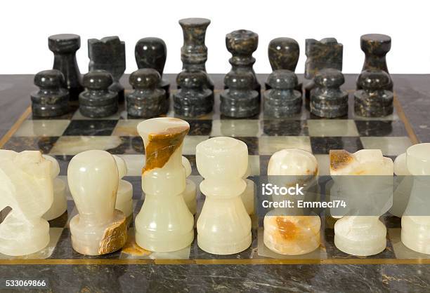 Marble Chessmen On A Chessboard Stock Photo - Download Image Now - Bishop -  Chess Piece, Black Color, Chess - iStock