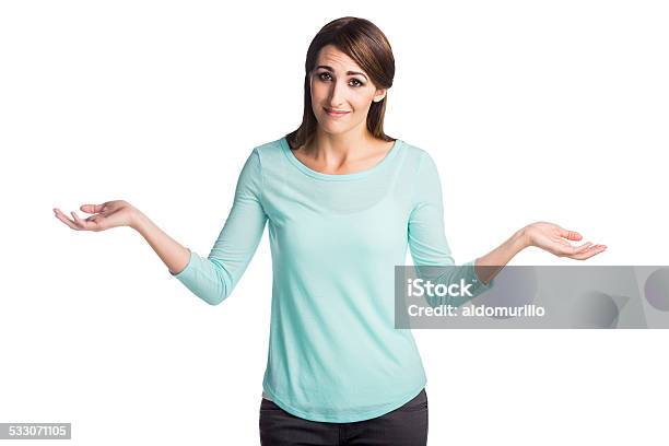 Young Woman Shrugging Stock Photo - Download Image Now - 2015, 25-29 Years, Adult