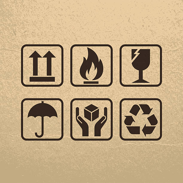 Fragile Symbols On Brown Paper Texture Files included: fragility stock illustrations