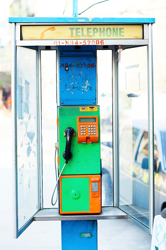 Bangkok, Thailand - January 16, 2015: Old phone box in Bangkok in village in district Ladprao.