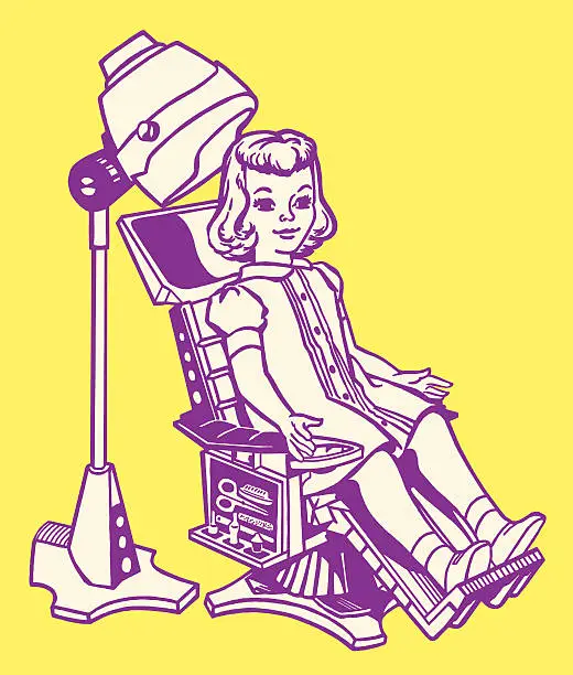 Vector illustration of Doll in Hairdresser Chair