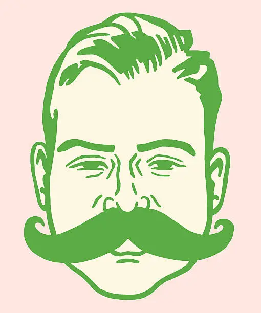 Vector illustration of Man With Large Mustache