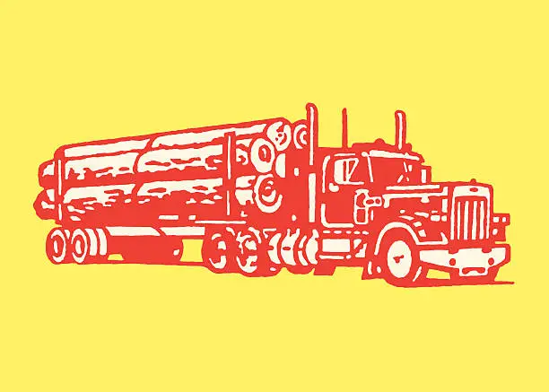 Vector illustration of Truck Hauling Logs