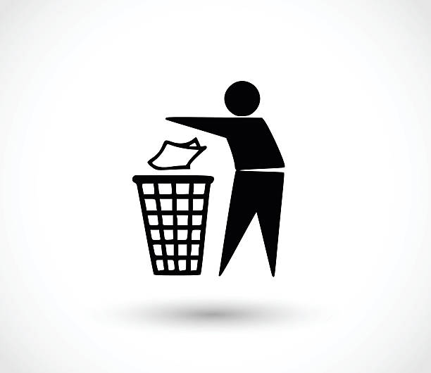 ilustrações, clipart, desenhos animados e ícones de recicle ícone homem jogando lixo no lixo ilustração vetorial de poeira - rescue can