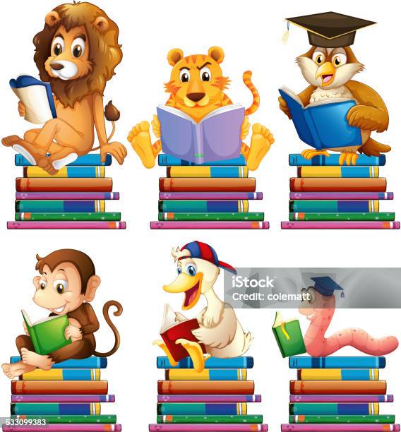 Animals And Books Stock Illustration - Download Image Now - Book, Vector, Worm