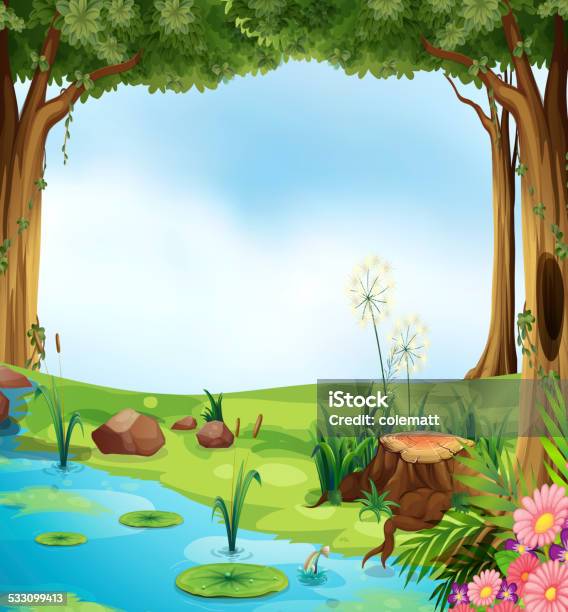 Pond Stock Illustration - Download Image Now - 2015, Branch - Plant Part, Clip Art