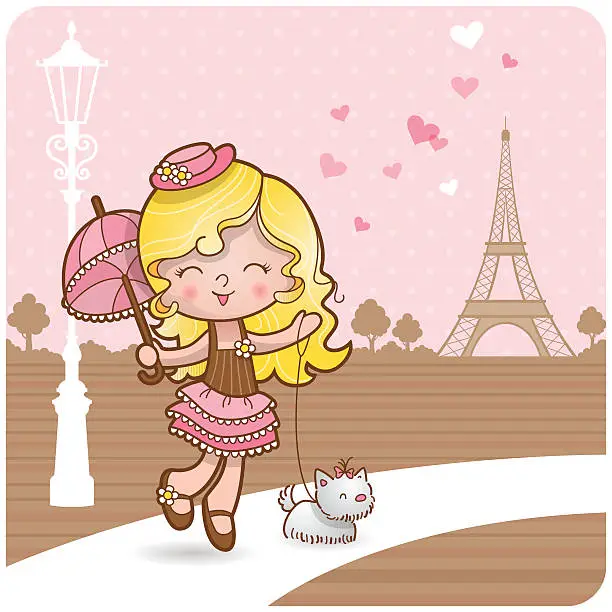 Vector illustration of Paris girl