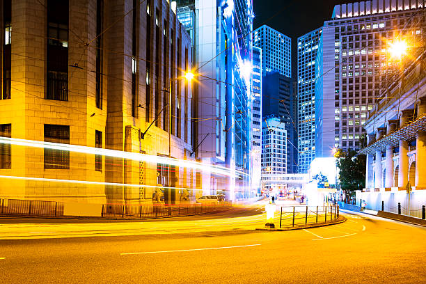 istock traffic trails in modern city,hongkong 533102111
