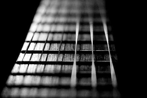 Closeup of music instrument isolated on black background