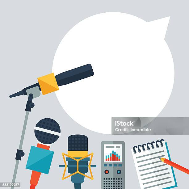 Background With Journalism Icons Stock Illustration - Download Image Now - Journalist, TV Reporter, Journalism