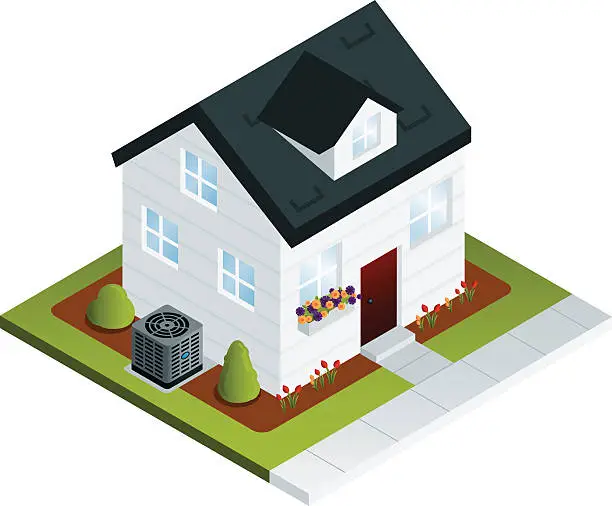Vector illustration of House with Air Conditioner