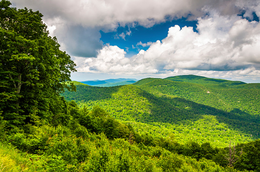 View of the Appalachian Mountains from Skyline Drive in Shenandoah National Park, Virginia.