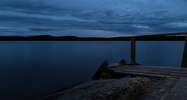 Summer night at Finnish lake stock photo