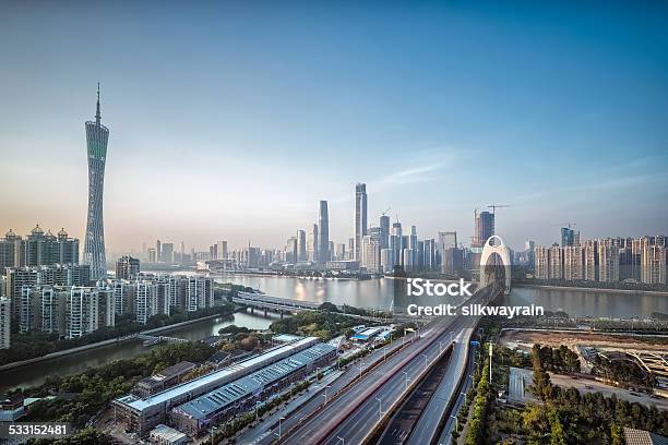 Guangzhou Skyline At Dusk Stock Photo - Download Image Now - Guangzhou, 2015, Aerial View