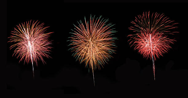 istock Fireworks selection on black background in different colors 533152981