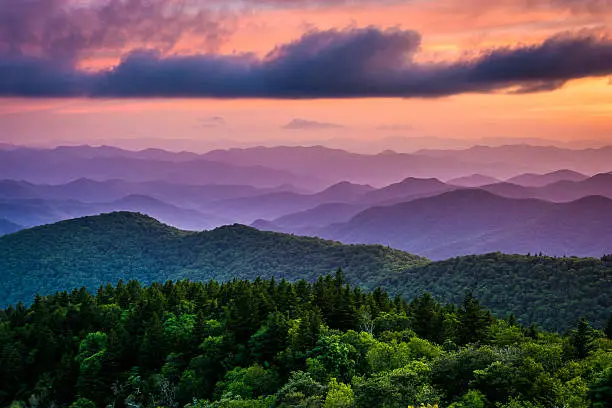 Photo of Sunset from Cowee Mountains Overlook, on the Blue Ridge Parkway
