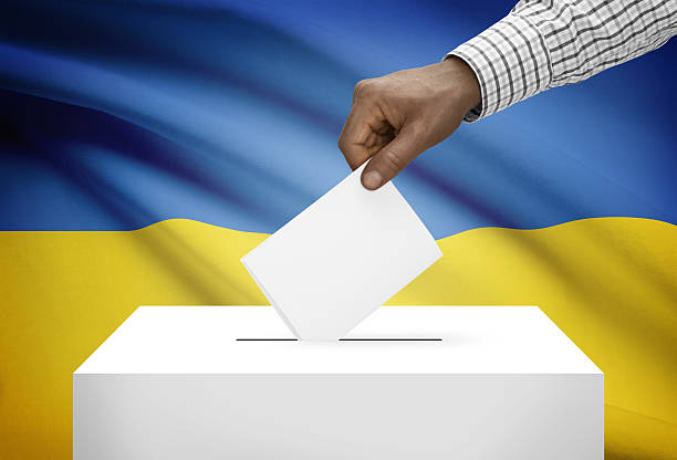 istock Ballot box with national flag on background - Ukraine 533155947