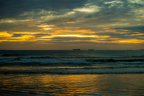 Reflection of sunset at Arabian sea