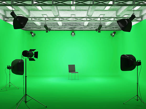 Modern Film Studio With Green Screen And Light Equipment Stock Photo -  Download Image Now - iStock