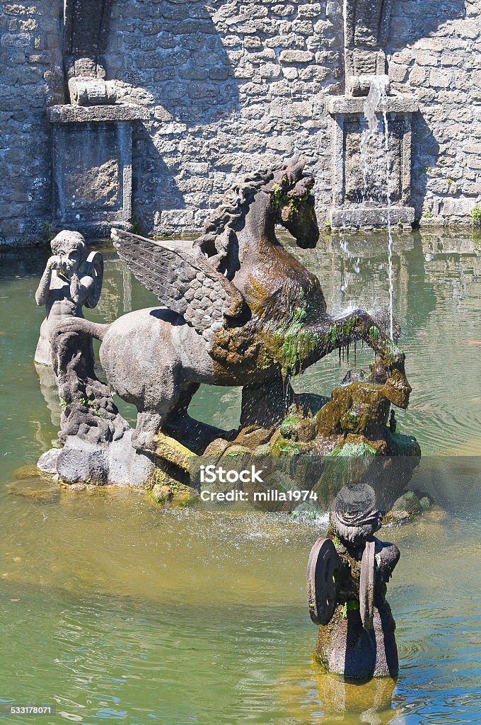 Villa Lante. Wet. Latium. Italy. Villa Lante. Bagnaia. Latium. Italy. Horse Stock Photo