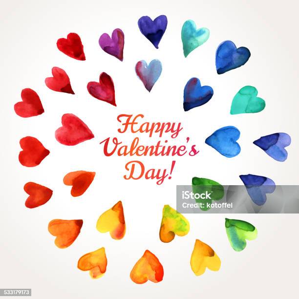 Watercolor Happy Valentines Day Hearts Cloud Stock Illustration - Download Image Now - Rainbow, Watercolor Painting, Watercolor Paints