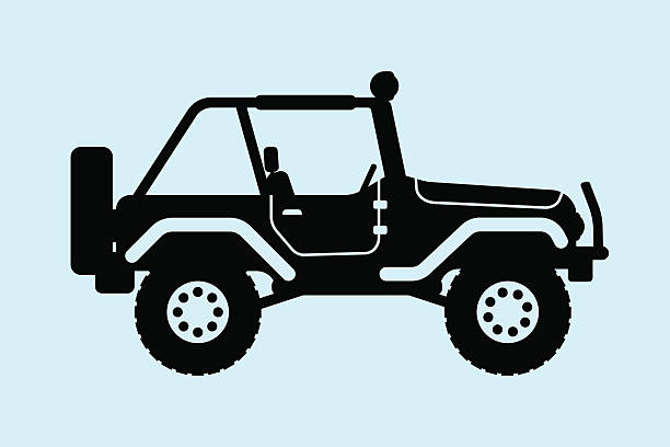 jeep-silhouette. - vierradantrieb stock-grafiken, -clipart, -cartoons und -symbole