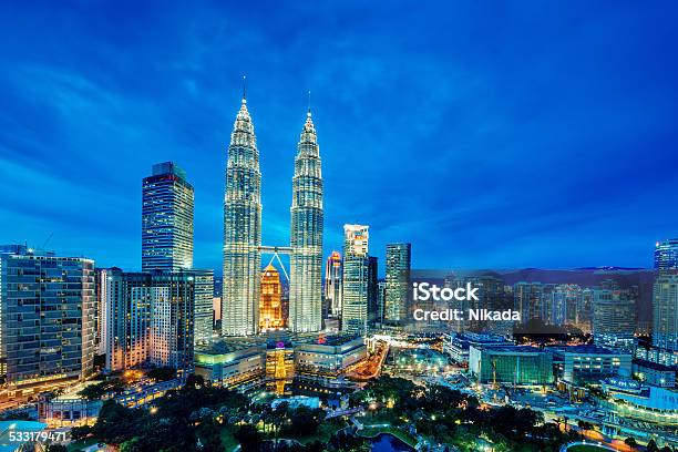 Kuala Lumpur At Dusk Stock Photo - Download Image Now - Kuala Lumpur, Night, Urban Skyline