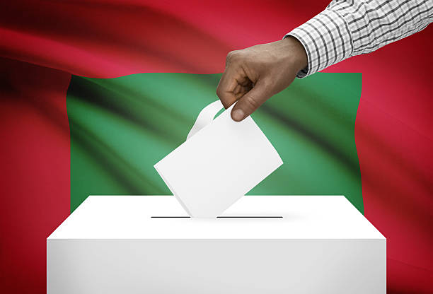 istock Ballot box with national flag on background - Maldives 533179653