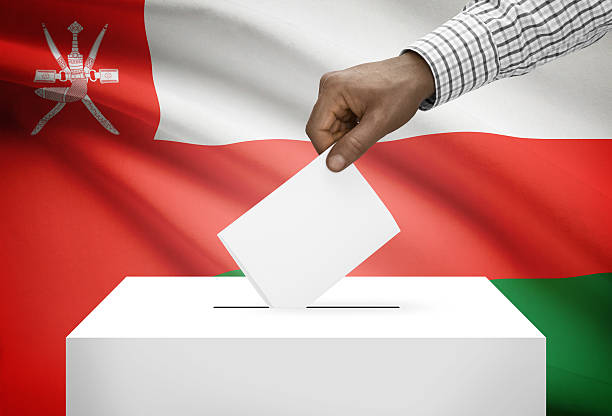 istock Ballot box with national flag on background - Oman 533179803