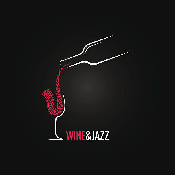 ilustrações de stock, clip art, desenhos animados e ícones de conceito de design de vinho e jazz fundo - silhouette wine retro revival wine bottle